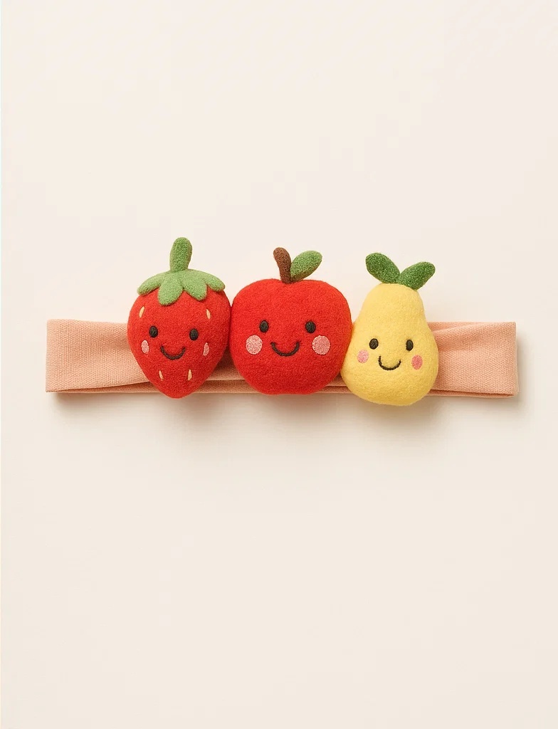 Strawberry, Apple, and Pear Plush Baby Headband